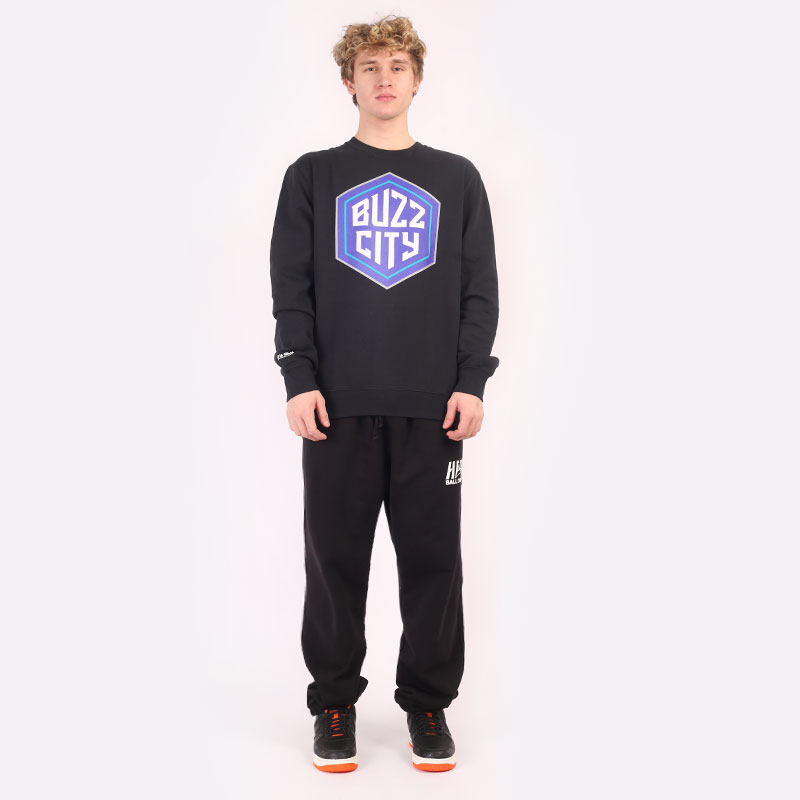 Мужская толстовка Mitchell and ness Buzz City Logo Crew (BUZZLOGOCREWCHAHORBLK)  - цена, описание, фото 6